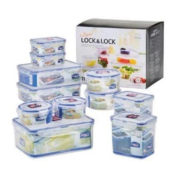 Lock & Lock Lock & Lock HPL825SP11 Easy Essentials Assorted Food Storage Container Set; Clear - 22 Piece HPL825SP11